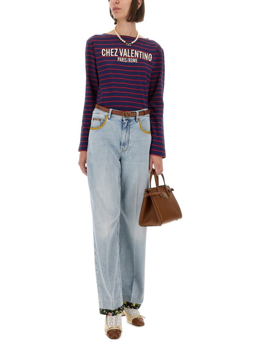 EMBROIDERED DENIM PANTS