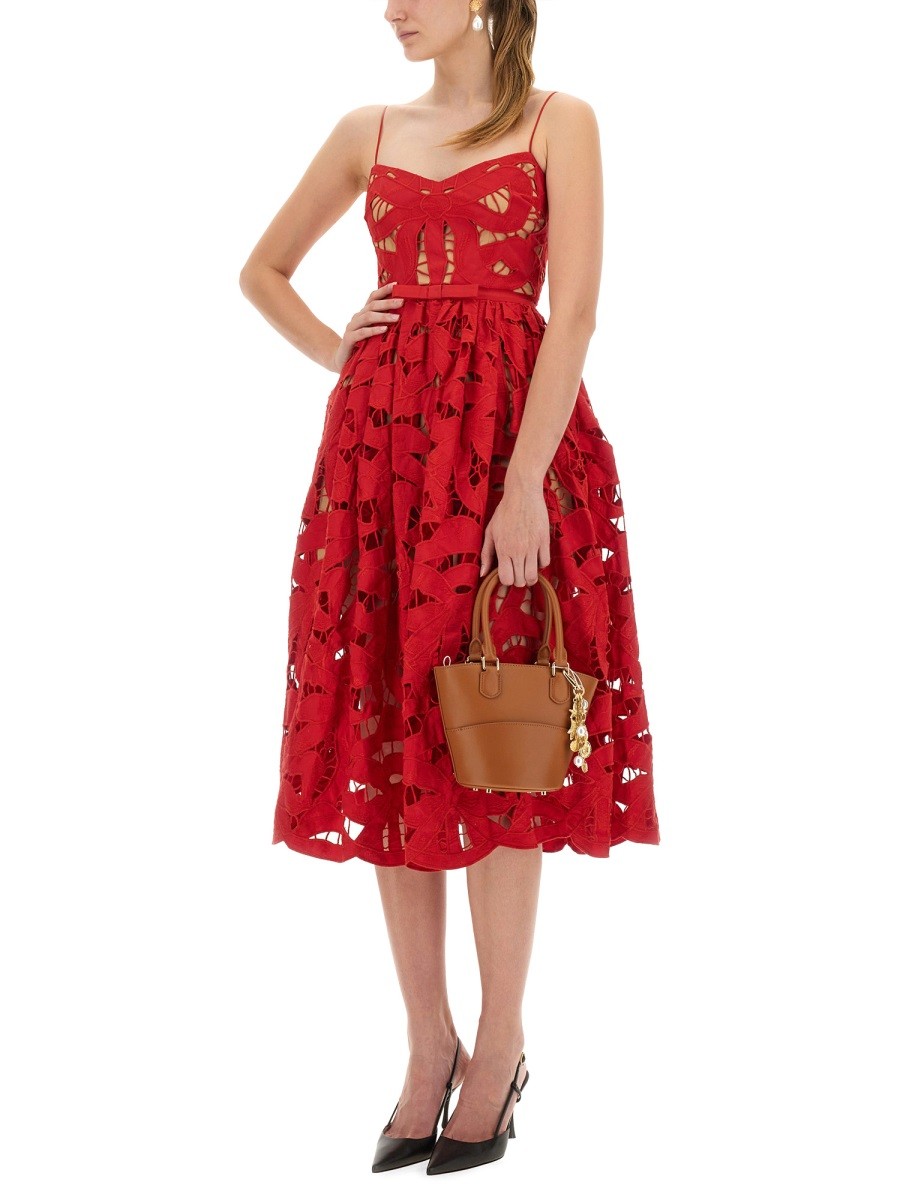 EMBROIDERED MIDI DRESS WITH BOW