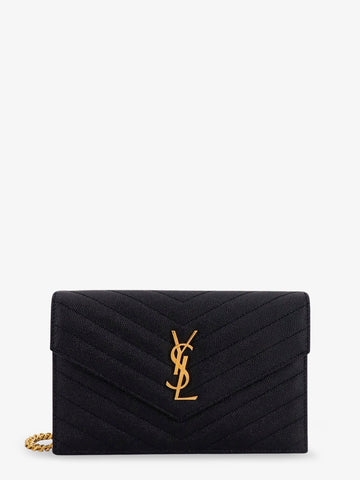 Envelope grain-de-poudre leather clutch bag with Cassandre chain