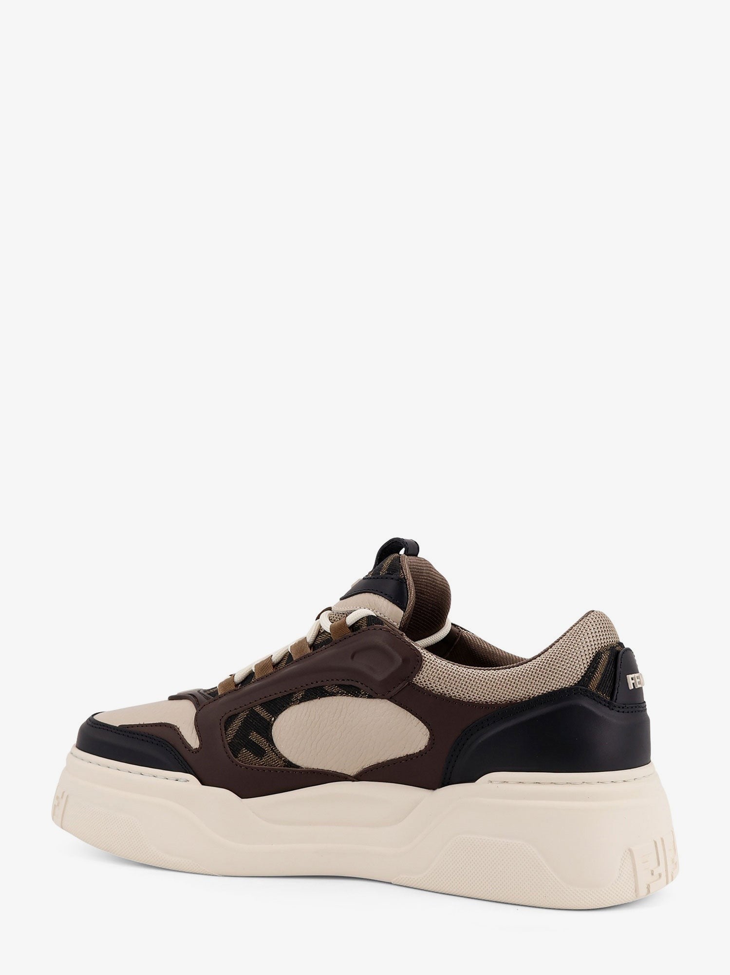 Fendi Force leather sneakers with FF Jacquard fabric inserts