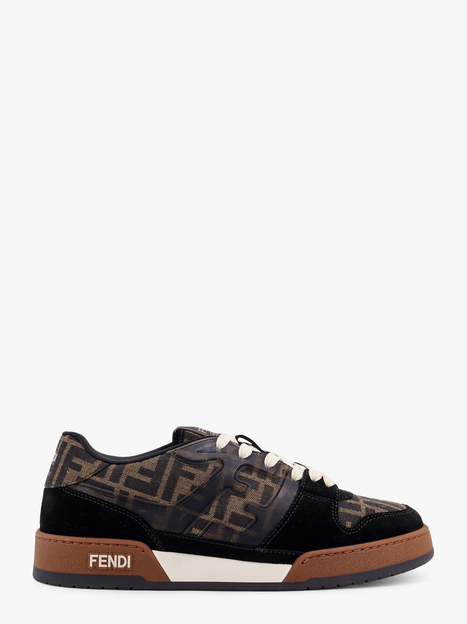 Fendi Match low-top FF jacquard fabric and suede sneakers