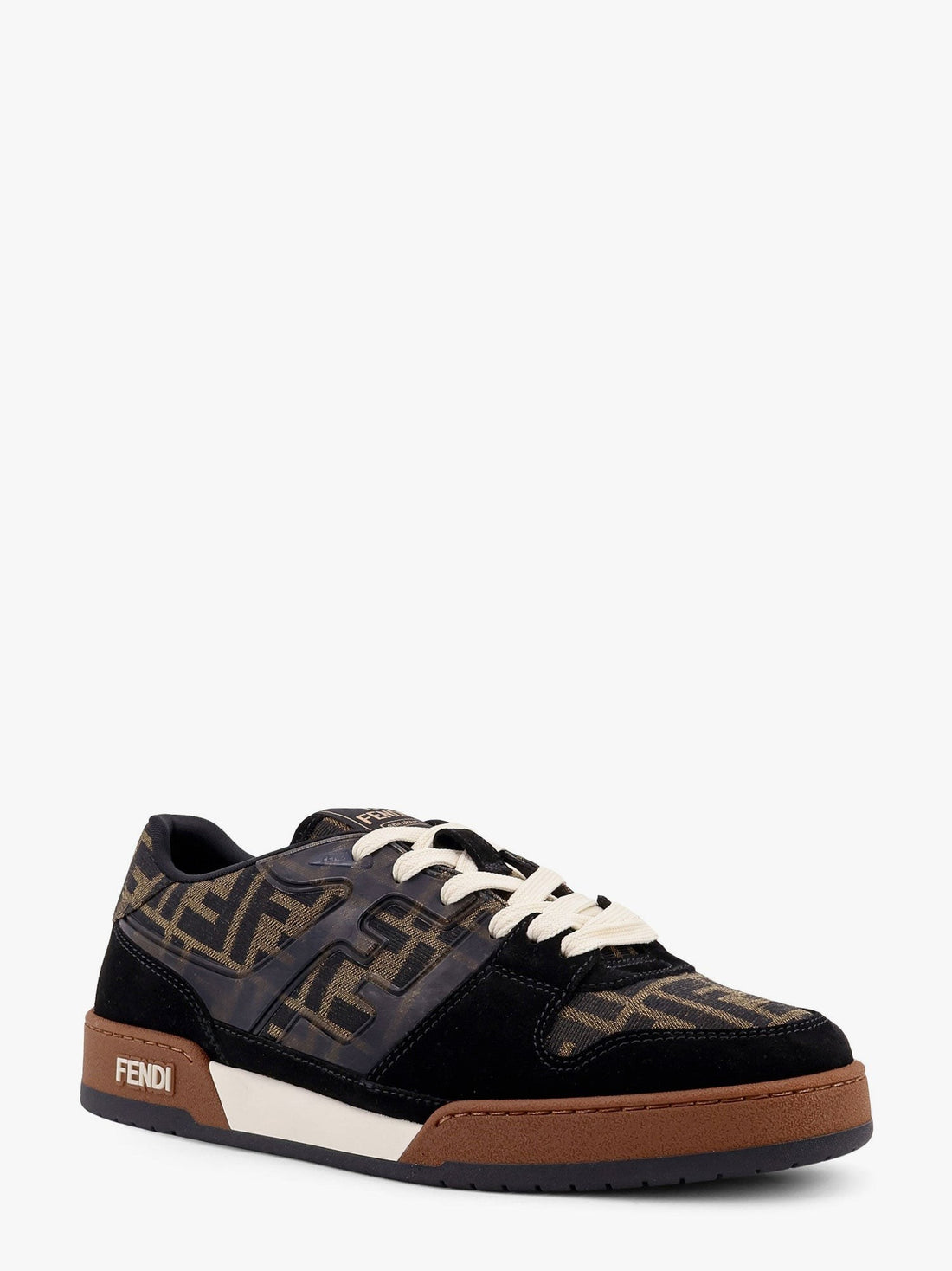 Fendi Match low-top FF jacquard fabric and suede sneakers