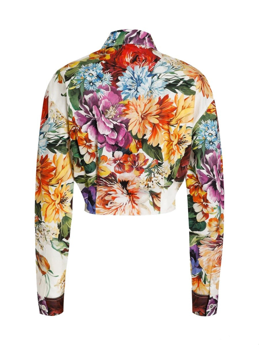 FLOWER BOUQUET PRINT POPLIN SHIRT