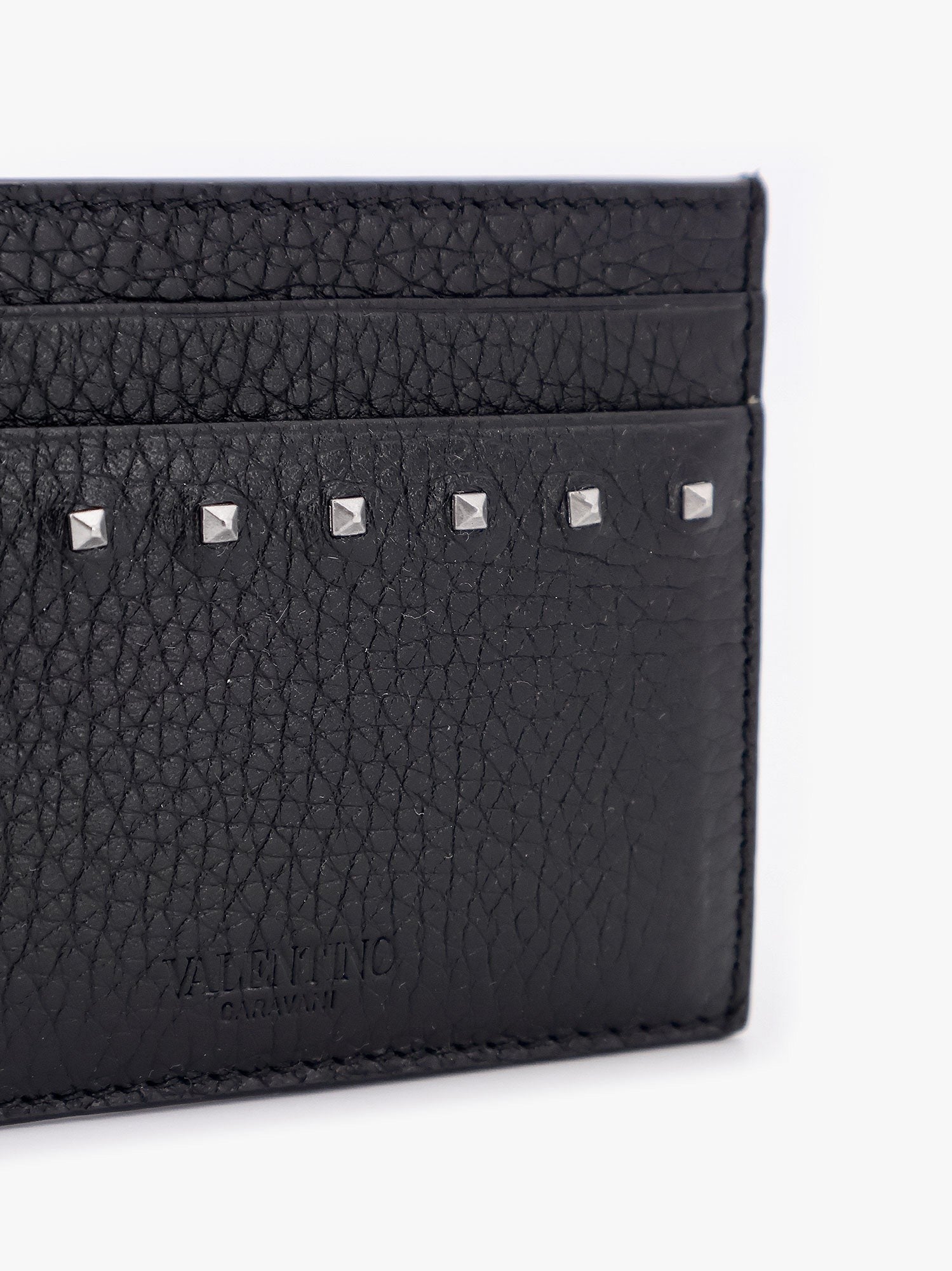 GARNET CALFSKIN "ROCKSTUD" CARD HOLDER