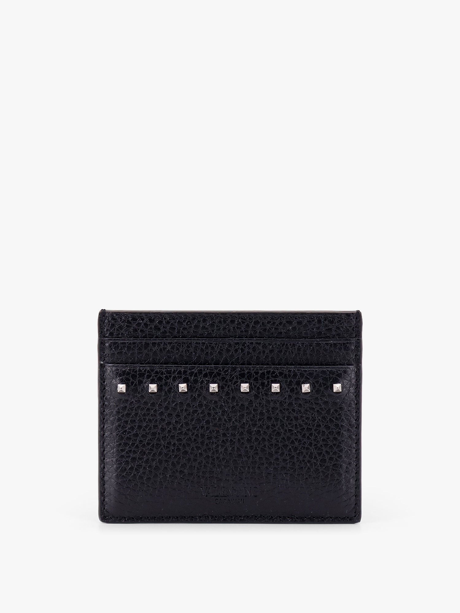 GARNET CALFSKIN "ROCKSTUD" CARD HOLDER