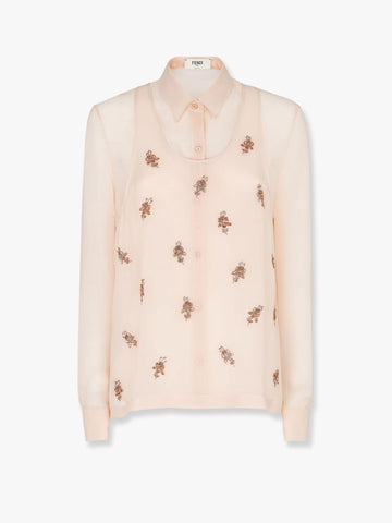 Georgette top with rhinestones and sequins embroidery