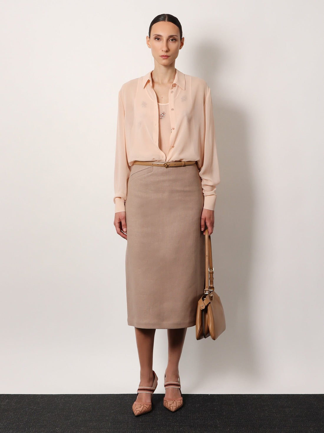 Georgette top with rhinestones and sequins embroidery