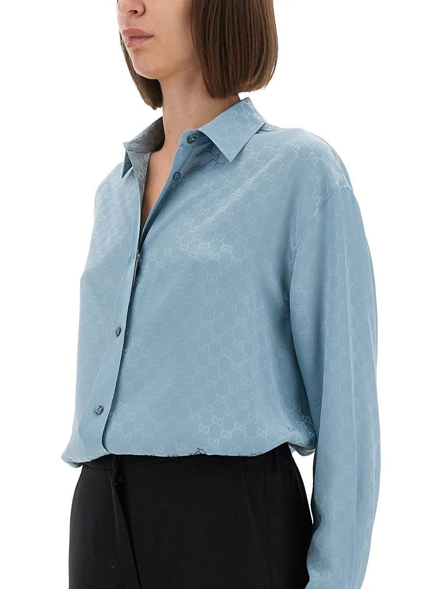 GG SILK JACQUARD OVERSIZED SHIRT