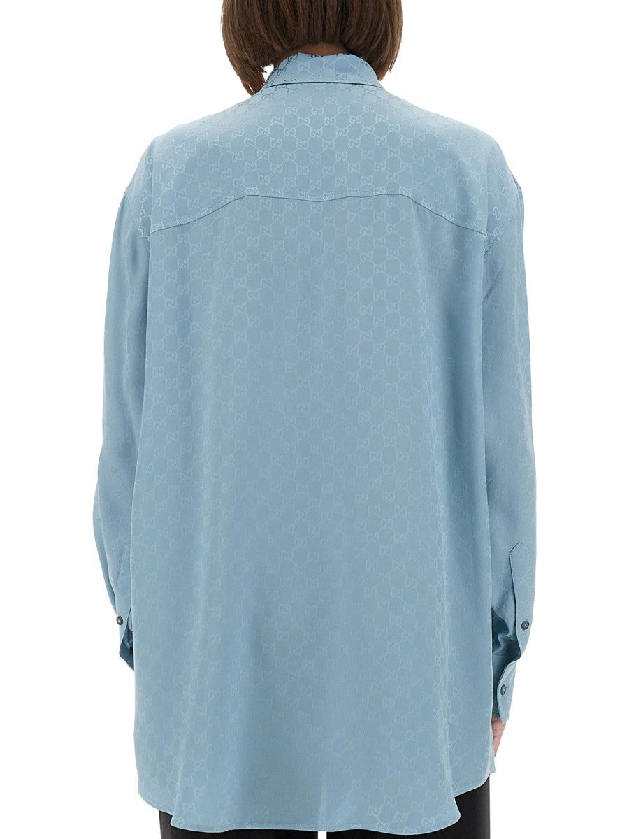 GG SILK JACQUARD OVERSIZED SHIRT