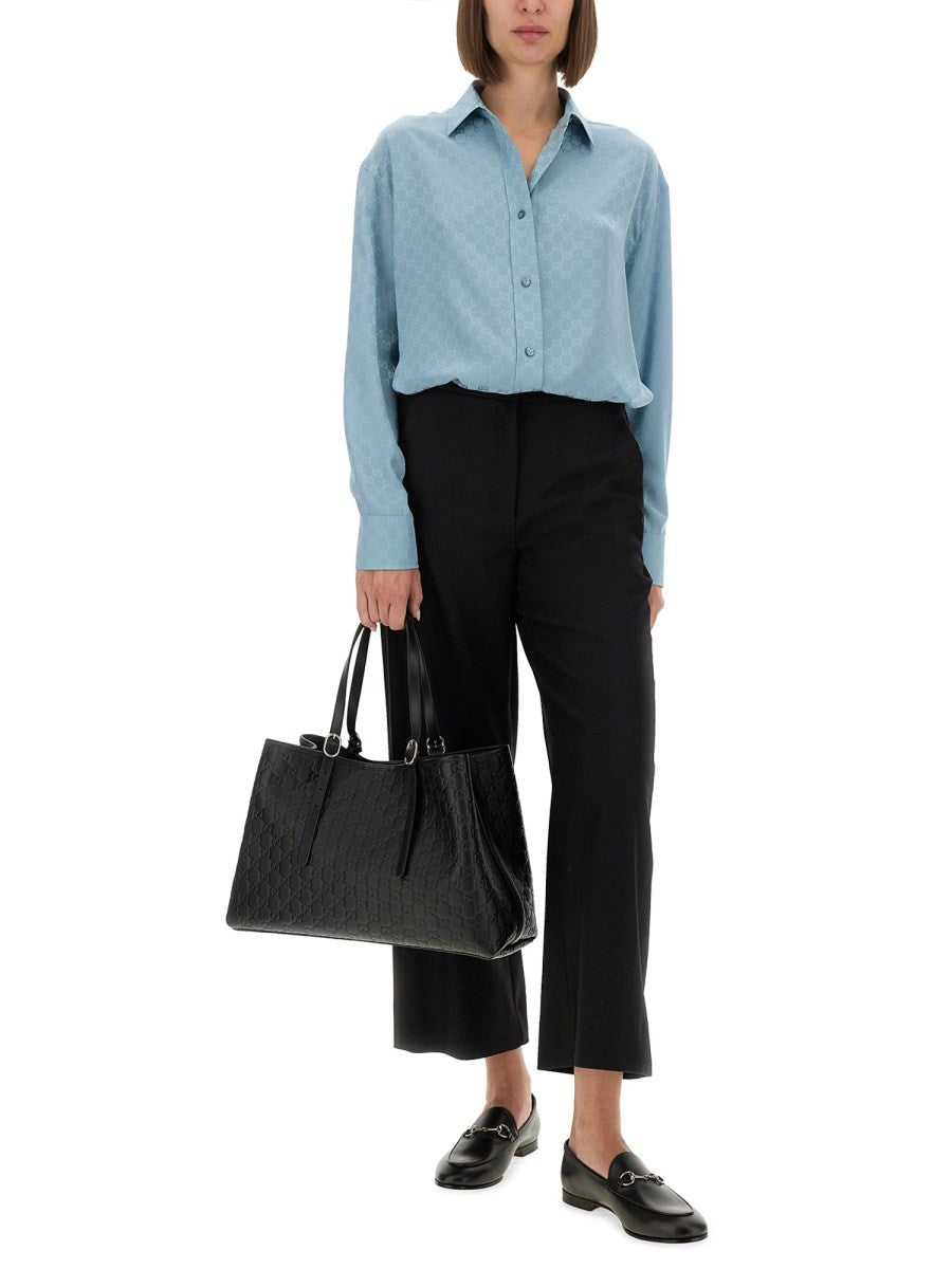 GG SILK JACQUARD OVERSIZED SHIRT