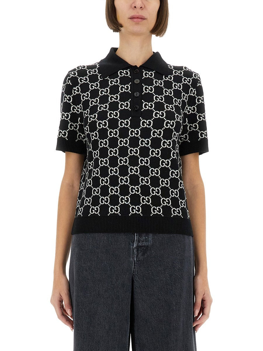 GG WOOL JACQUARD REVERSIBLE POLO SHIRT