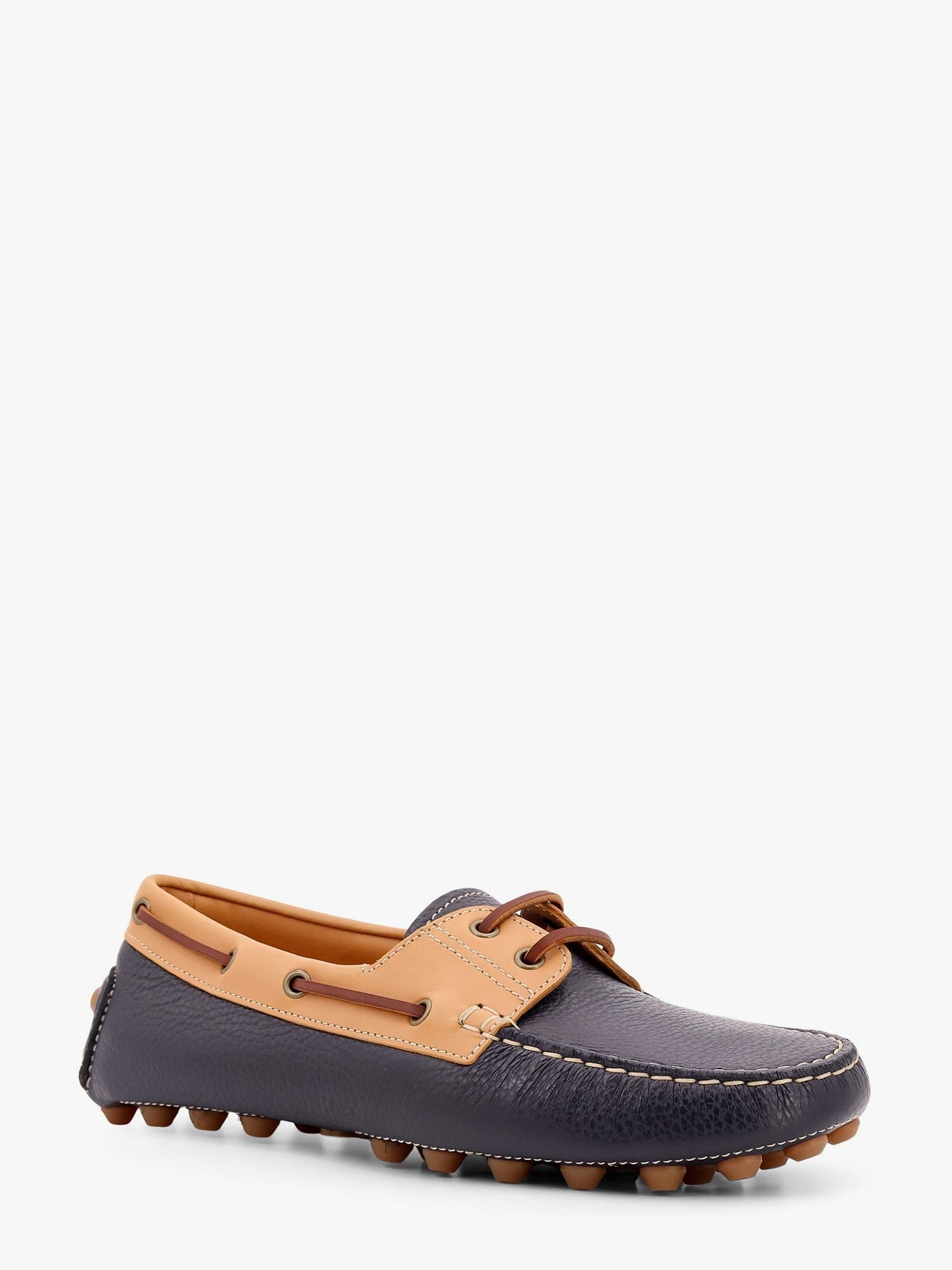 Gommino bubble leather lace up boat shoe