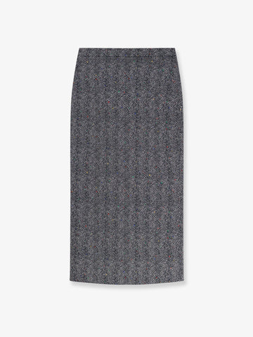 Herringbone motif cotton skirt