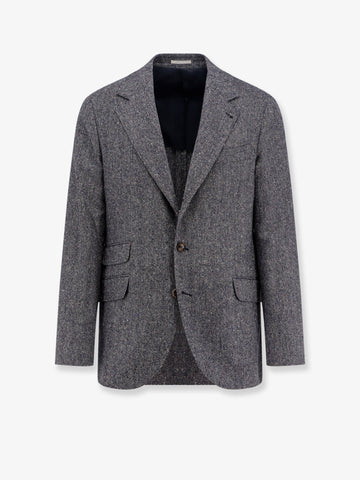 Herringbone wool and cashmere blazer