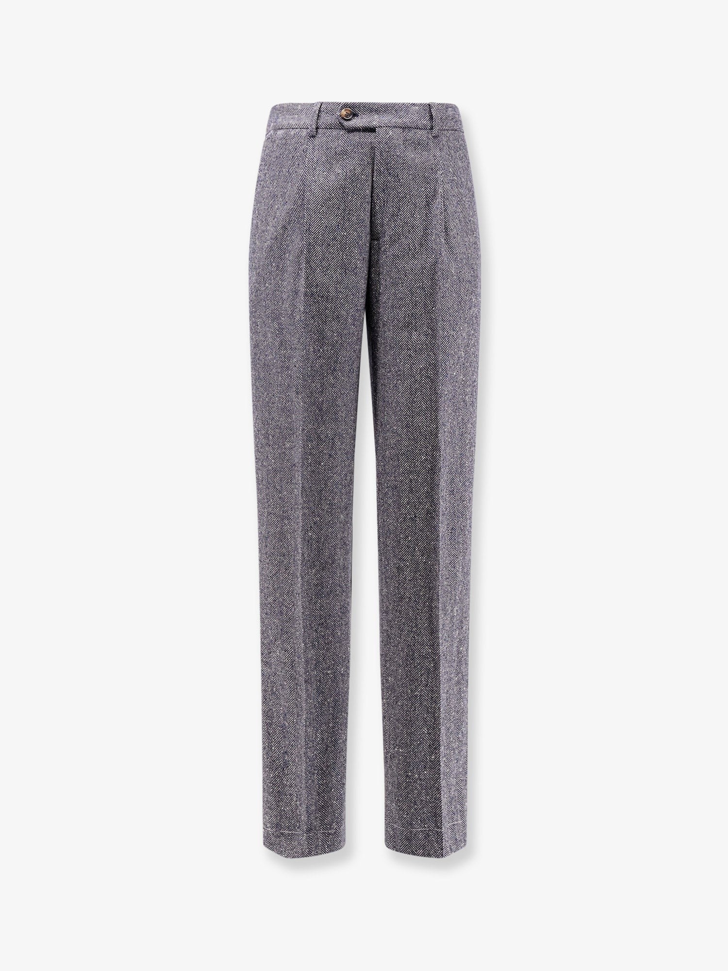 Herringbone wool and cashmere trousers