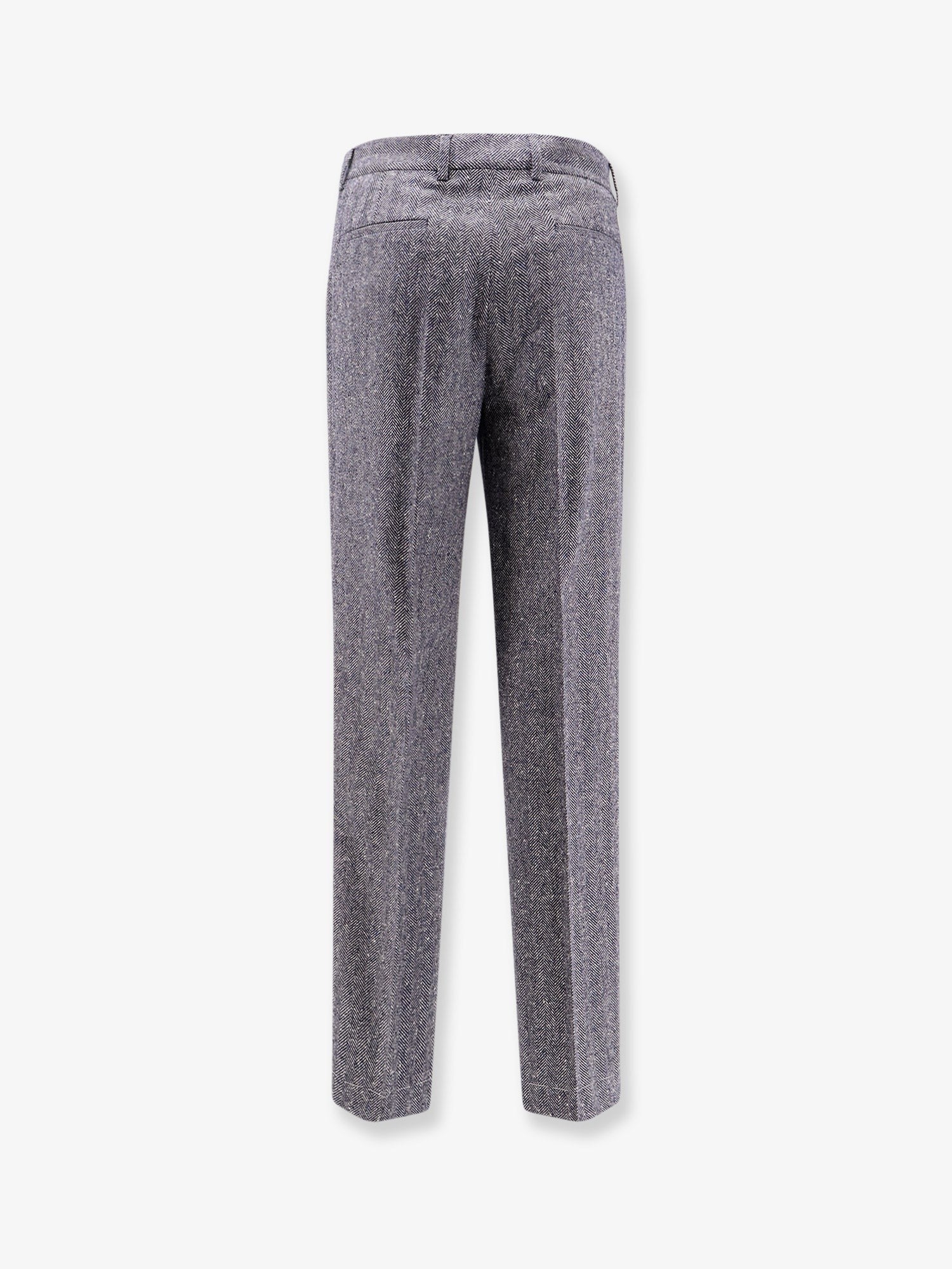 Herringbone wool and cashmere trousers