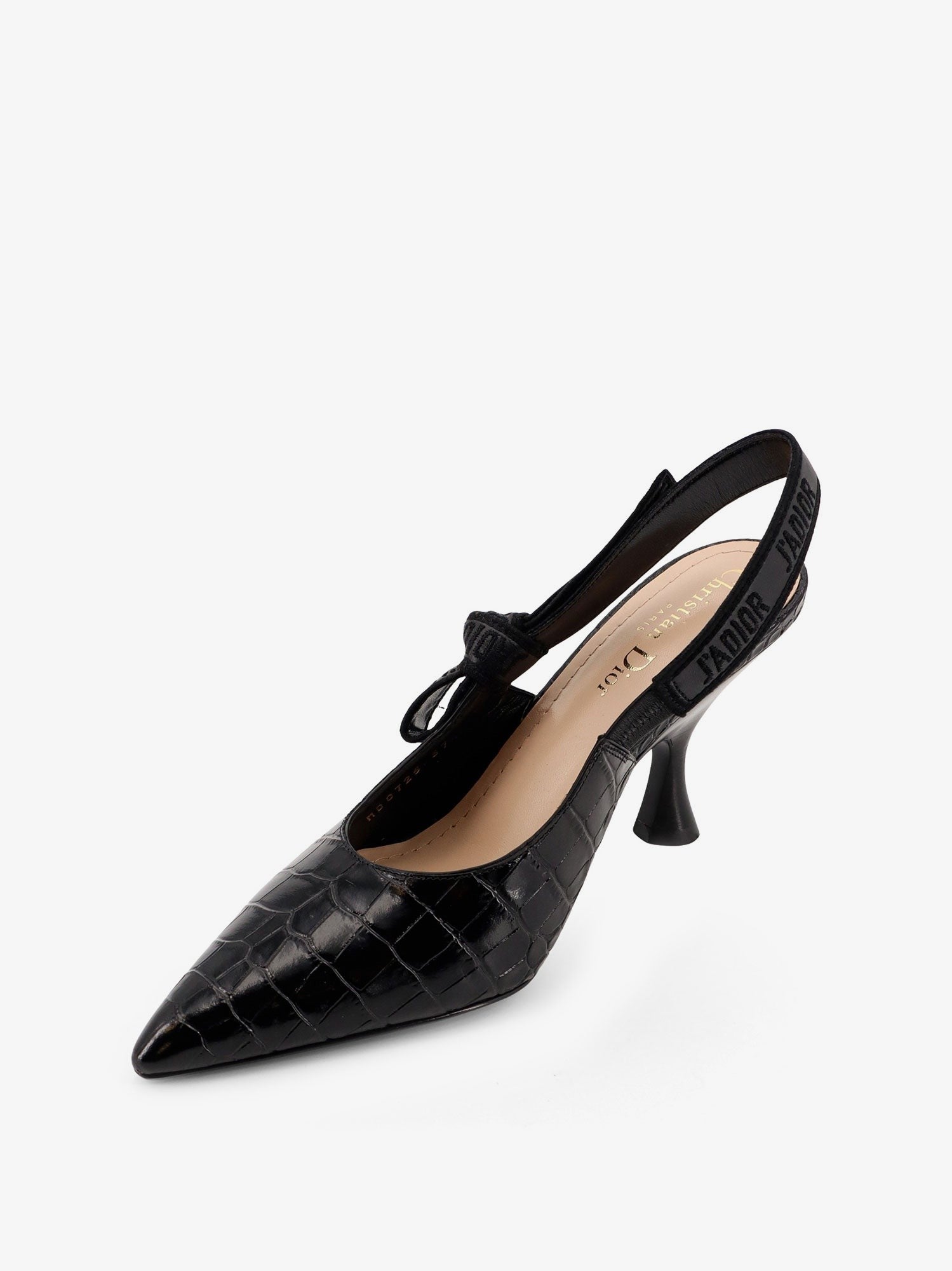 J'Adior leather slingback pumps with croco effect