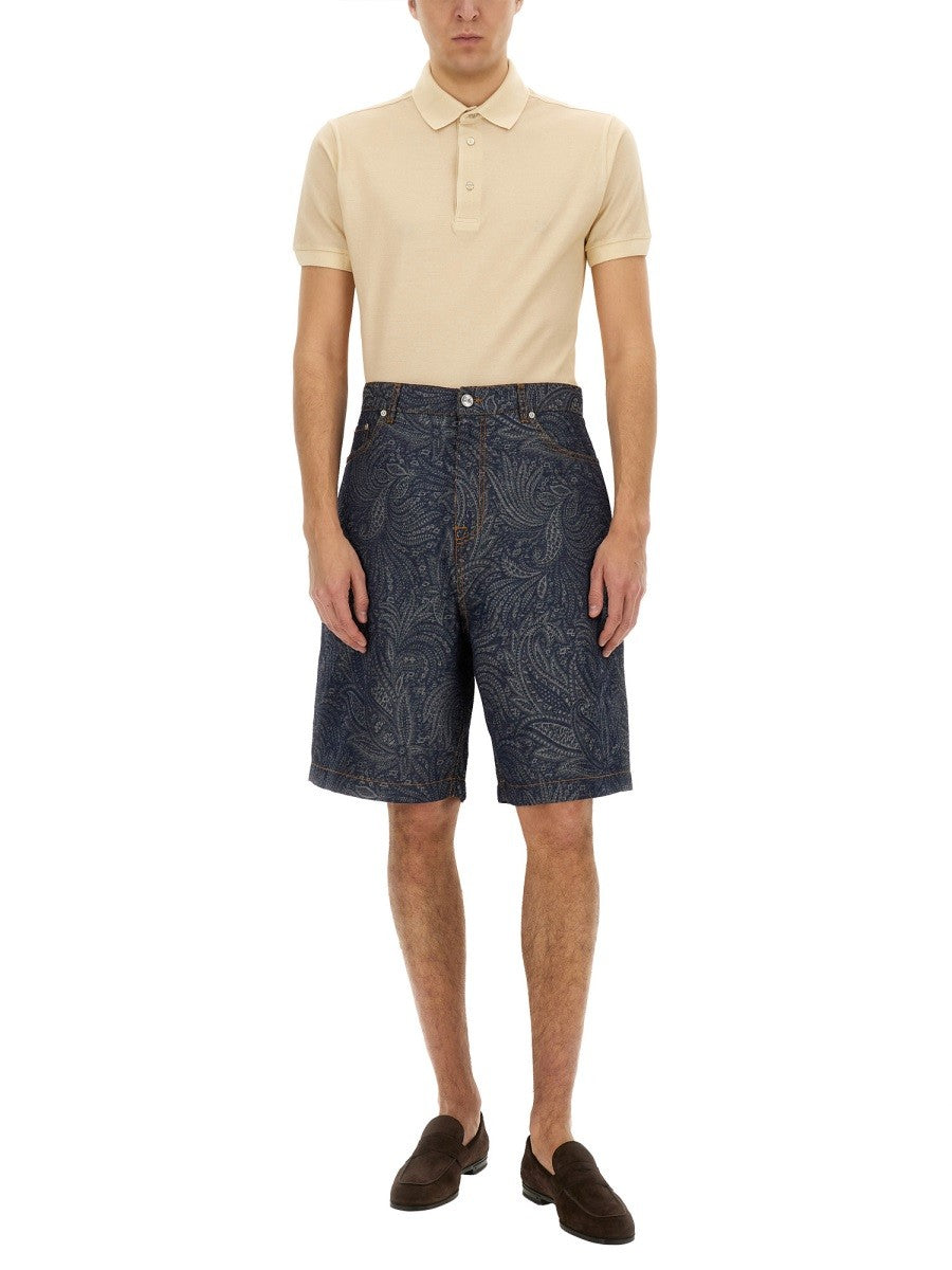 JACQUARD DENIM BERMUDA SHORTS
