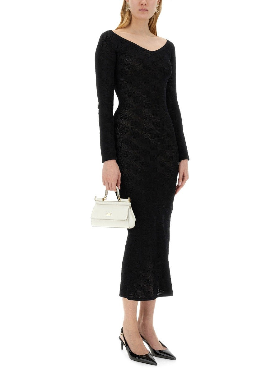 JACQUARD LOGO SHEATH DRESS