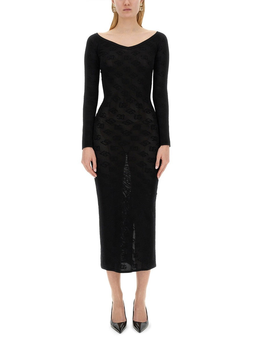 JACQUARD LOGO SHEATH DRESS