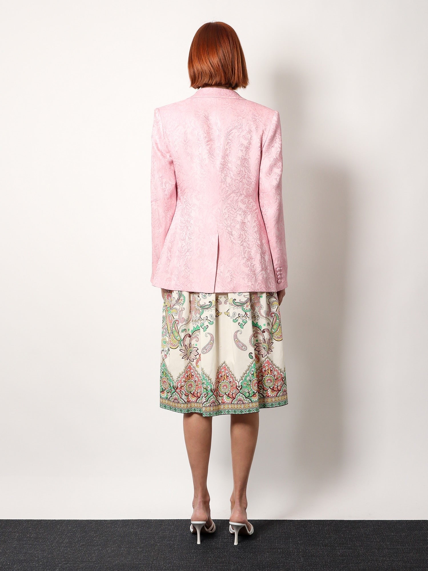 Jacquard silk blend blazer with embroidery