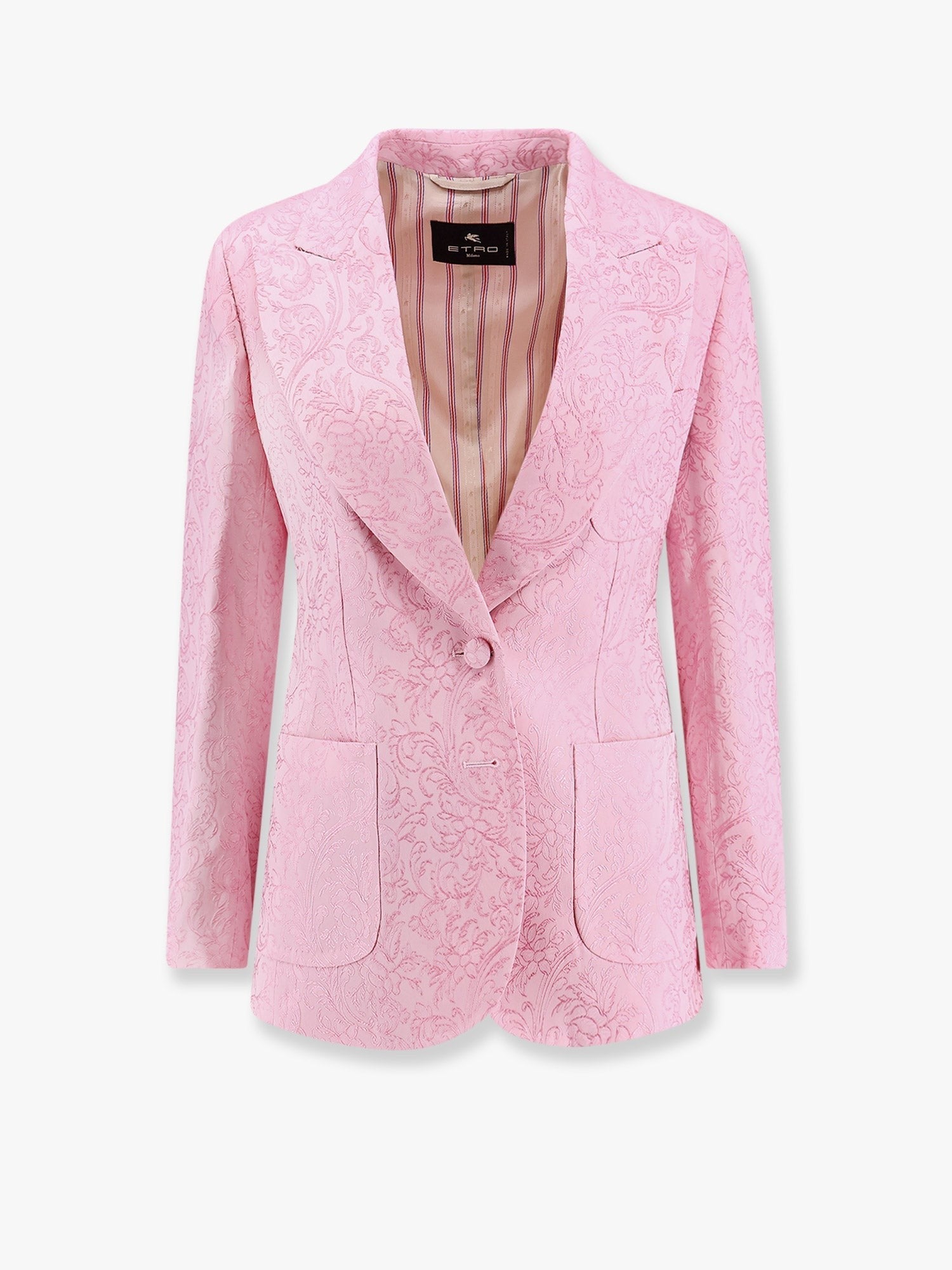 Jacquard silk blend blazer with embroidery