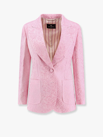 Jacquard silk blend blazer with embroidery