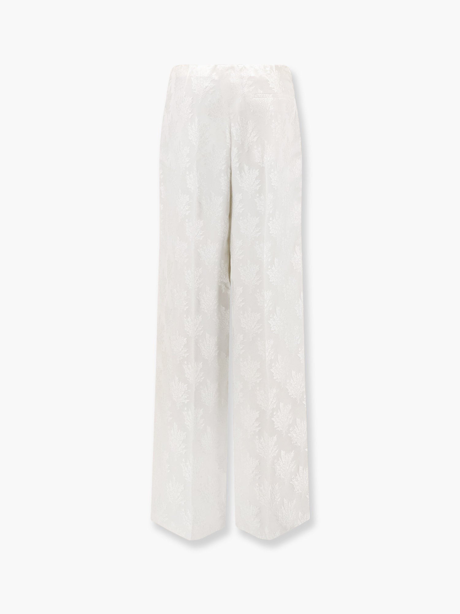 Jacquard silk trouser with floral motif