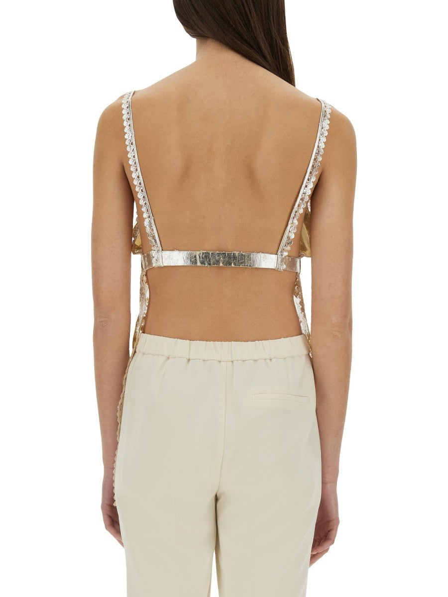 LAMINATED PLEATED SATIN TOP