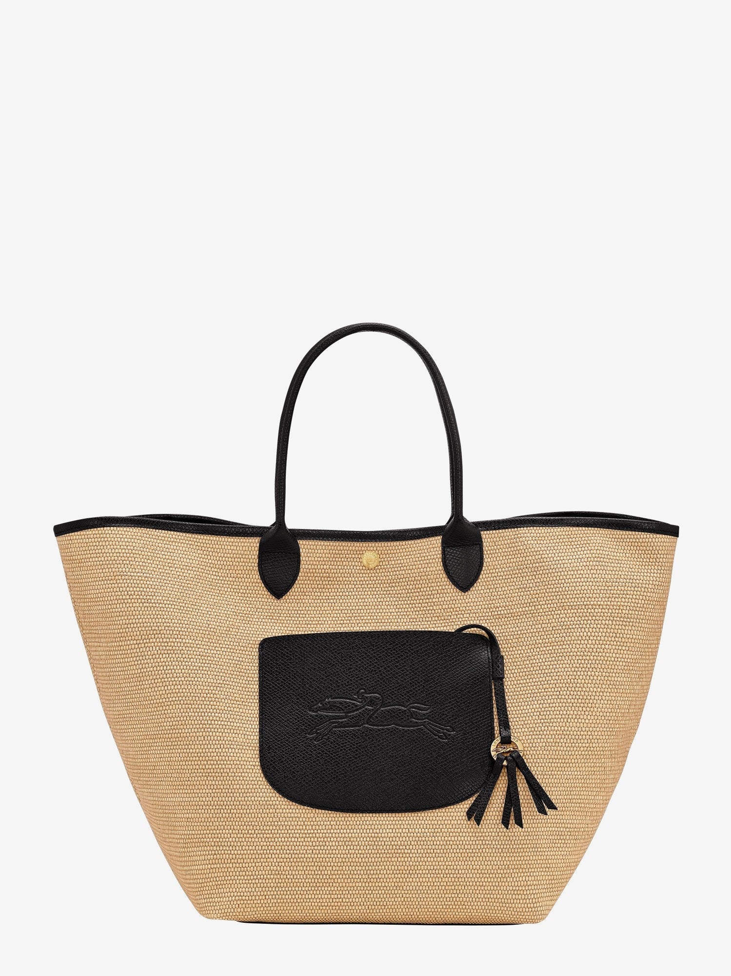 Le Panier Pliage raffia and leather shoulder bag