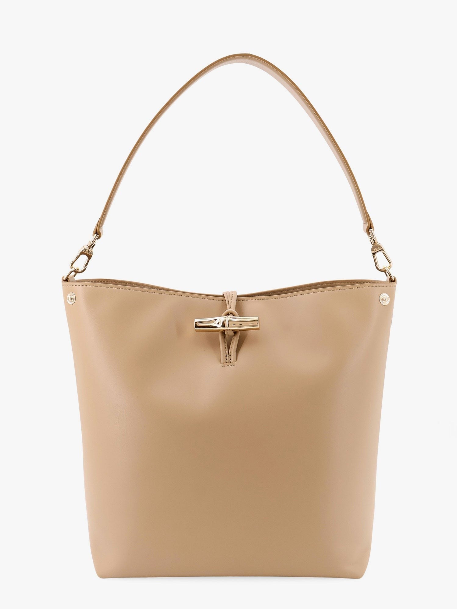 Le roseau m leather bucket bag with bamboo hook