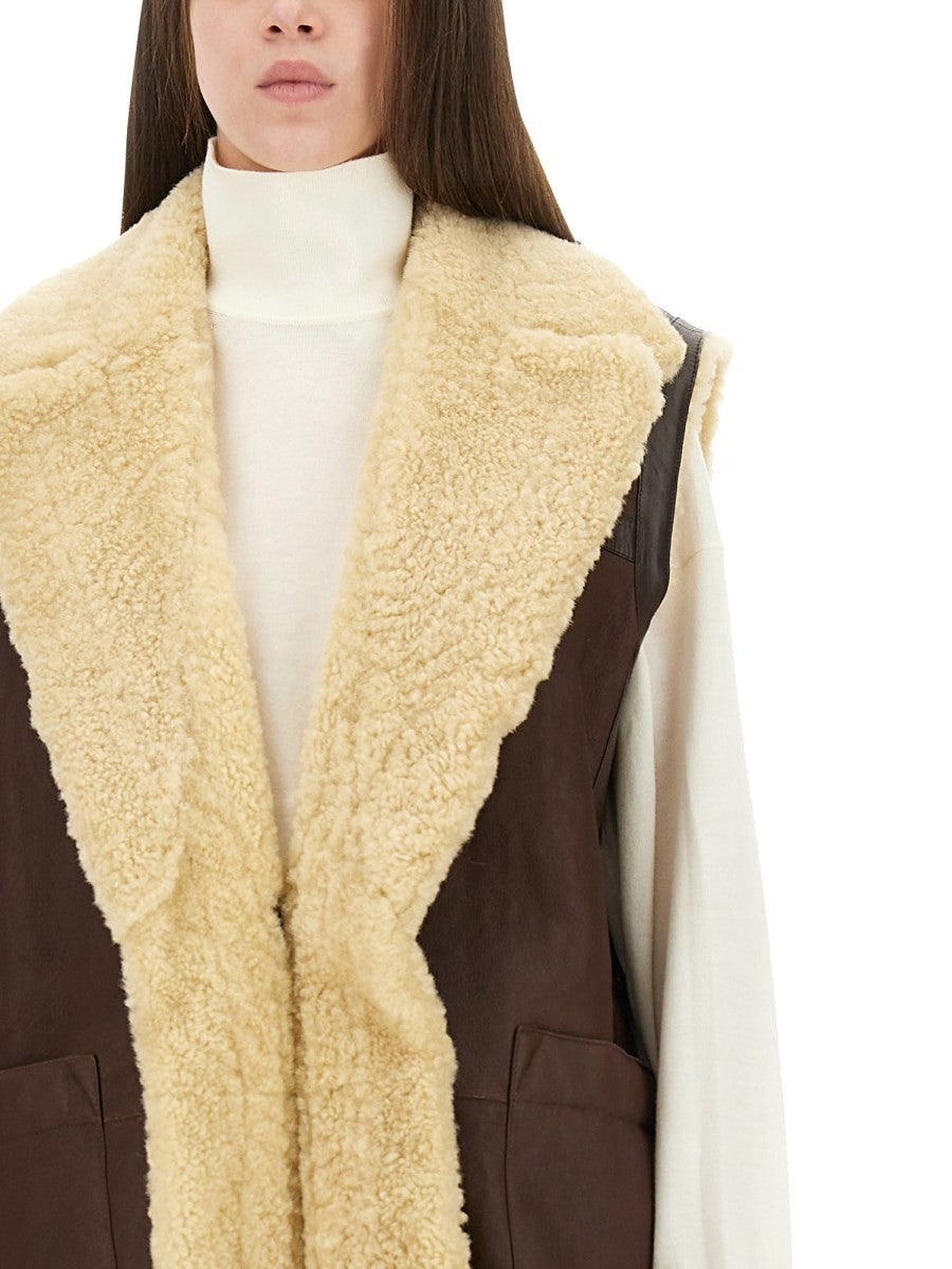 LEATHER AND SHEARLING VEST