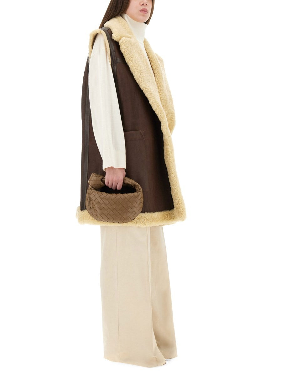 LEATHER AND SHEARLING VEST
