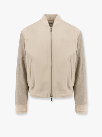 Leather and wool jacket with cd icon logo