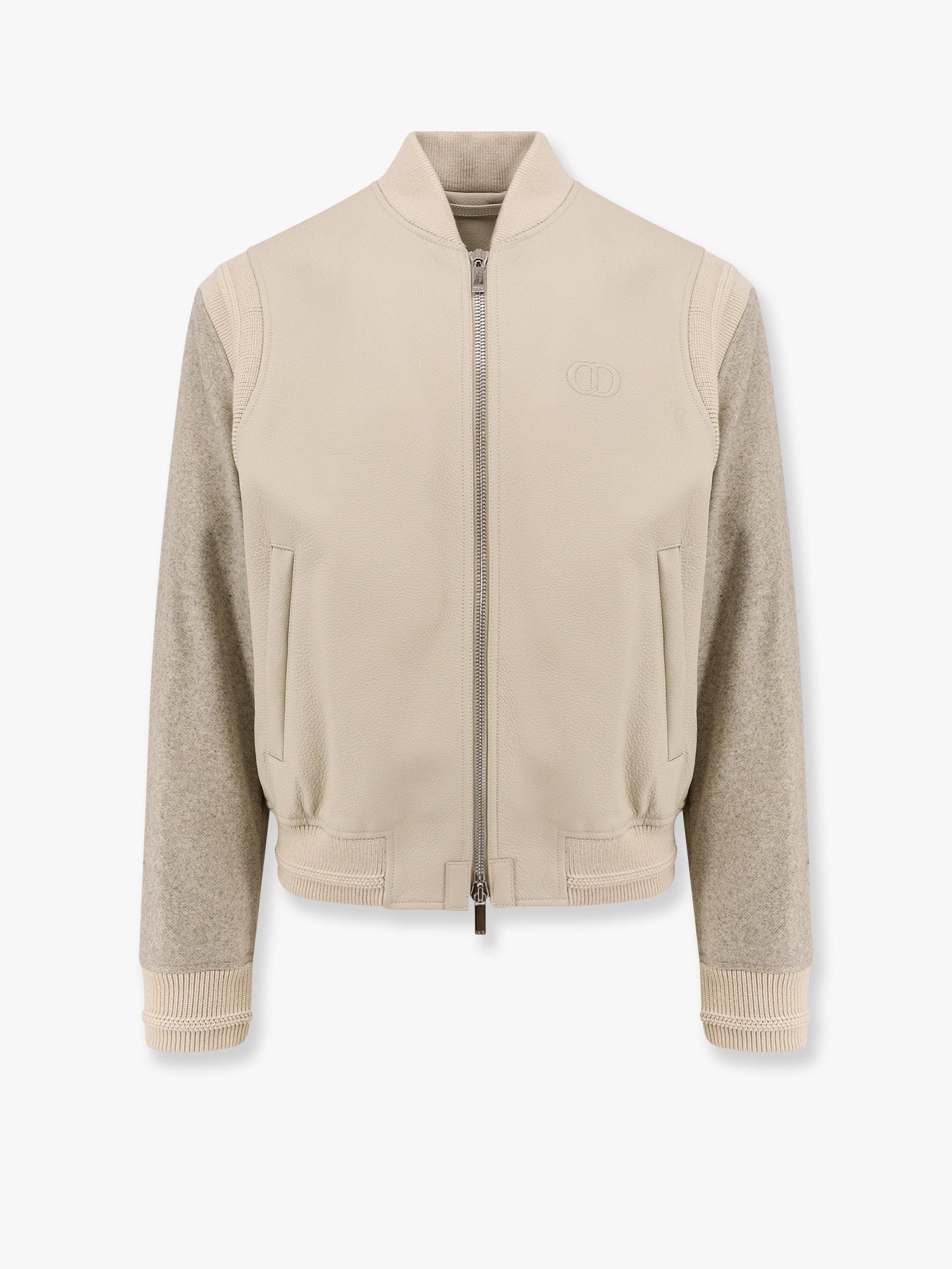 Leather and wool jacket with cd icon logo