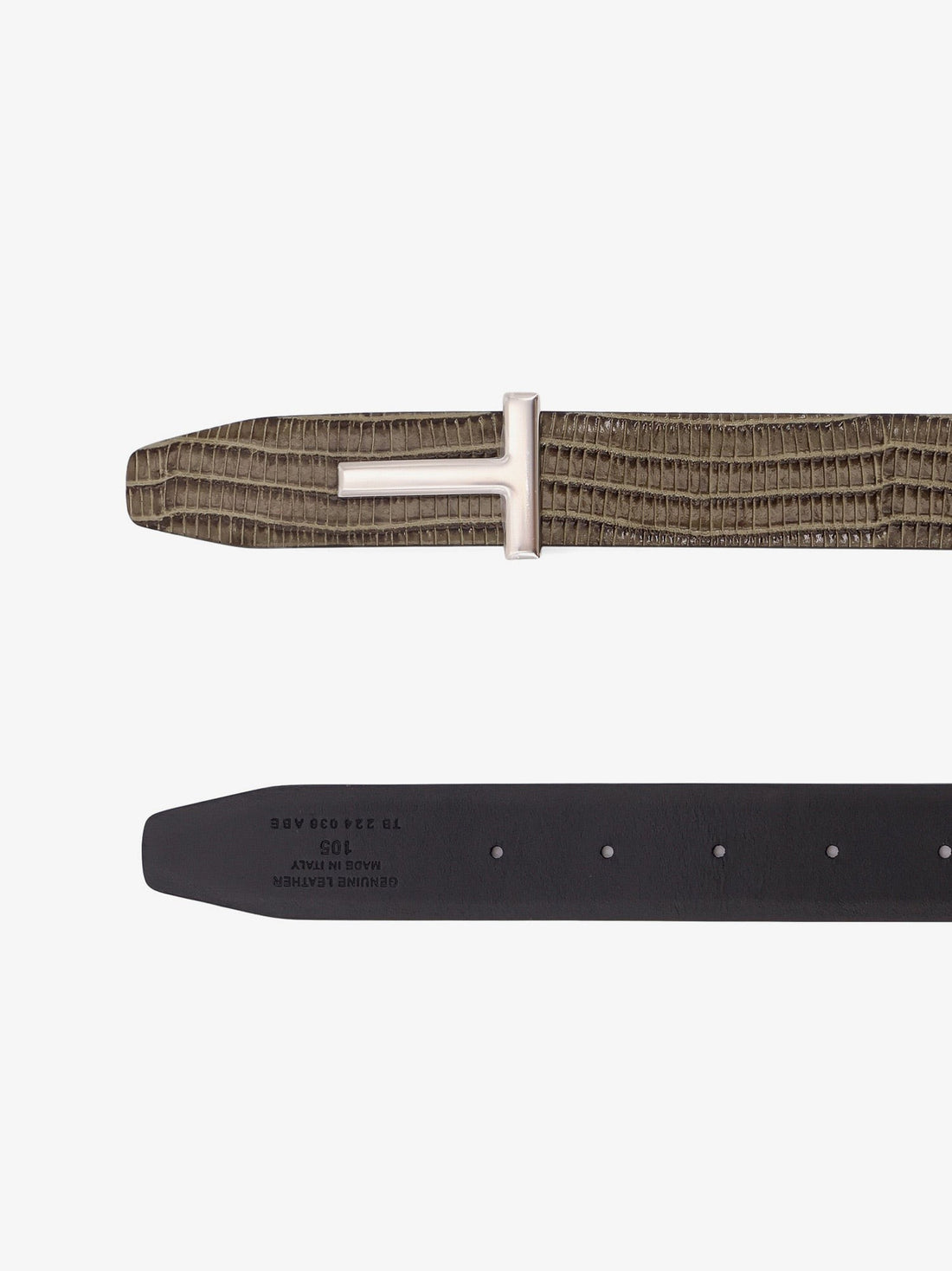 Leather belt with croco effect