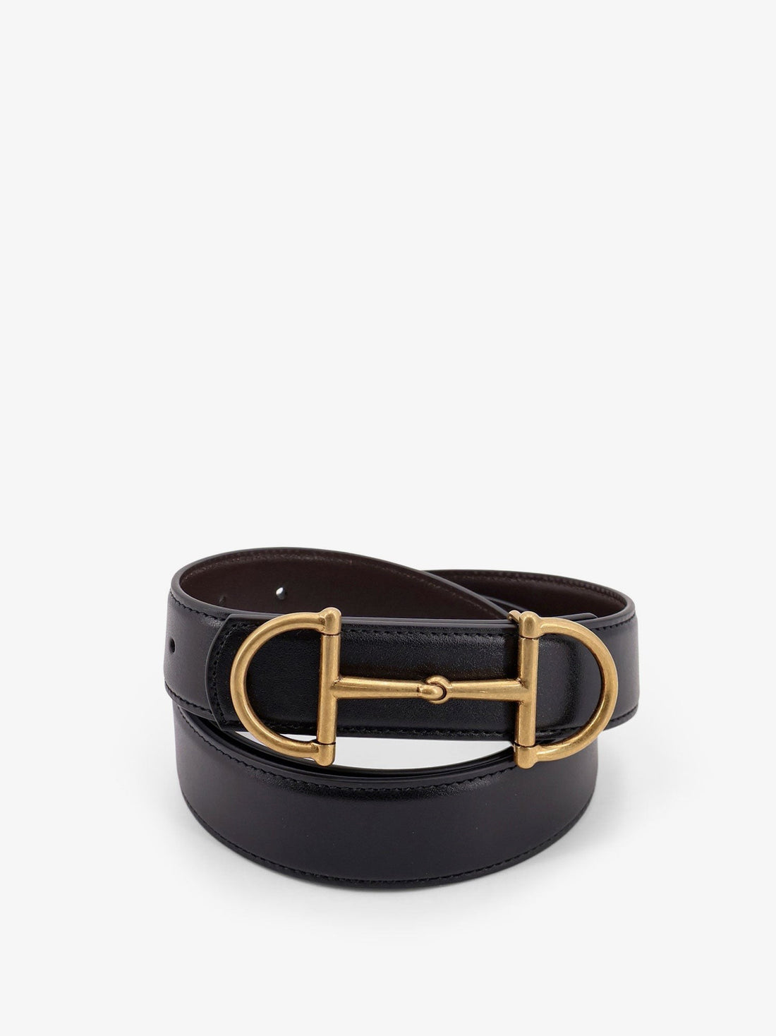 Leather belt with metal Horsebit