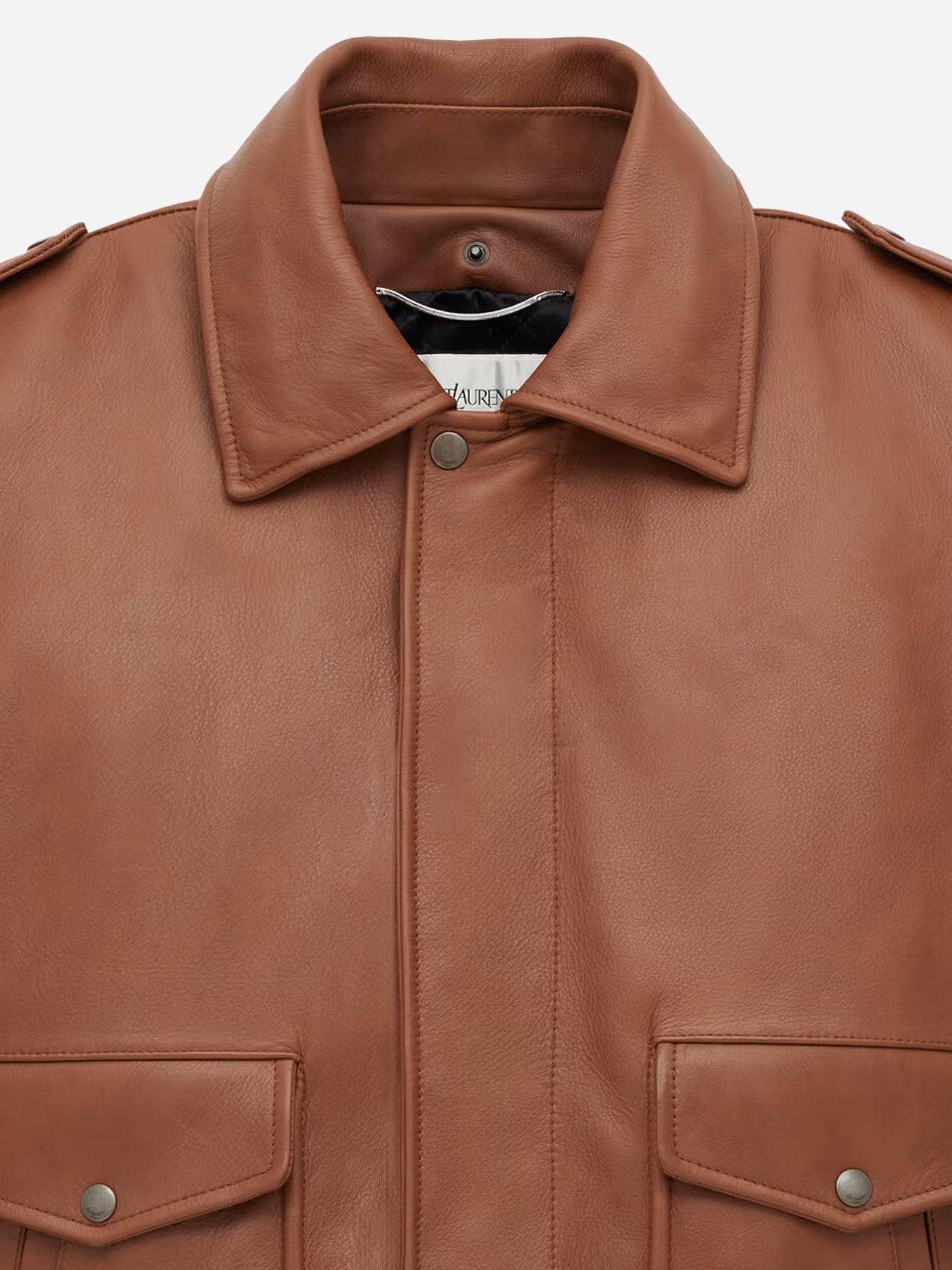 Leather bomber jacket with shearling collar