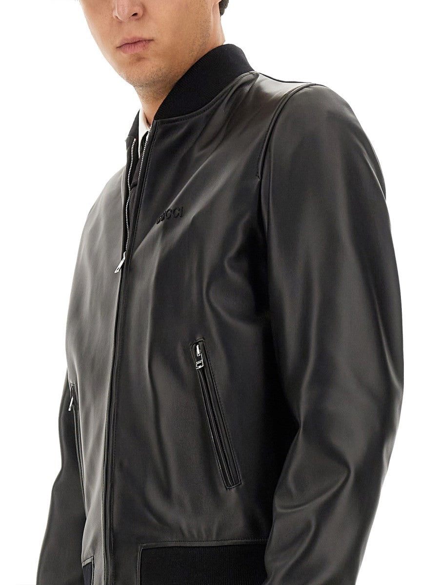 LEATHER BOMBER JACKET