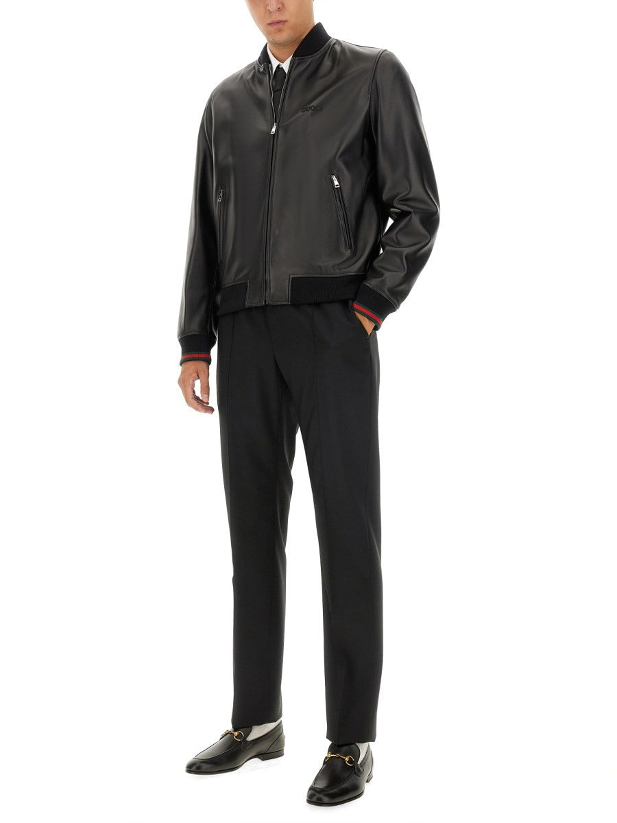 LEATHER BOMBER JACKET