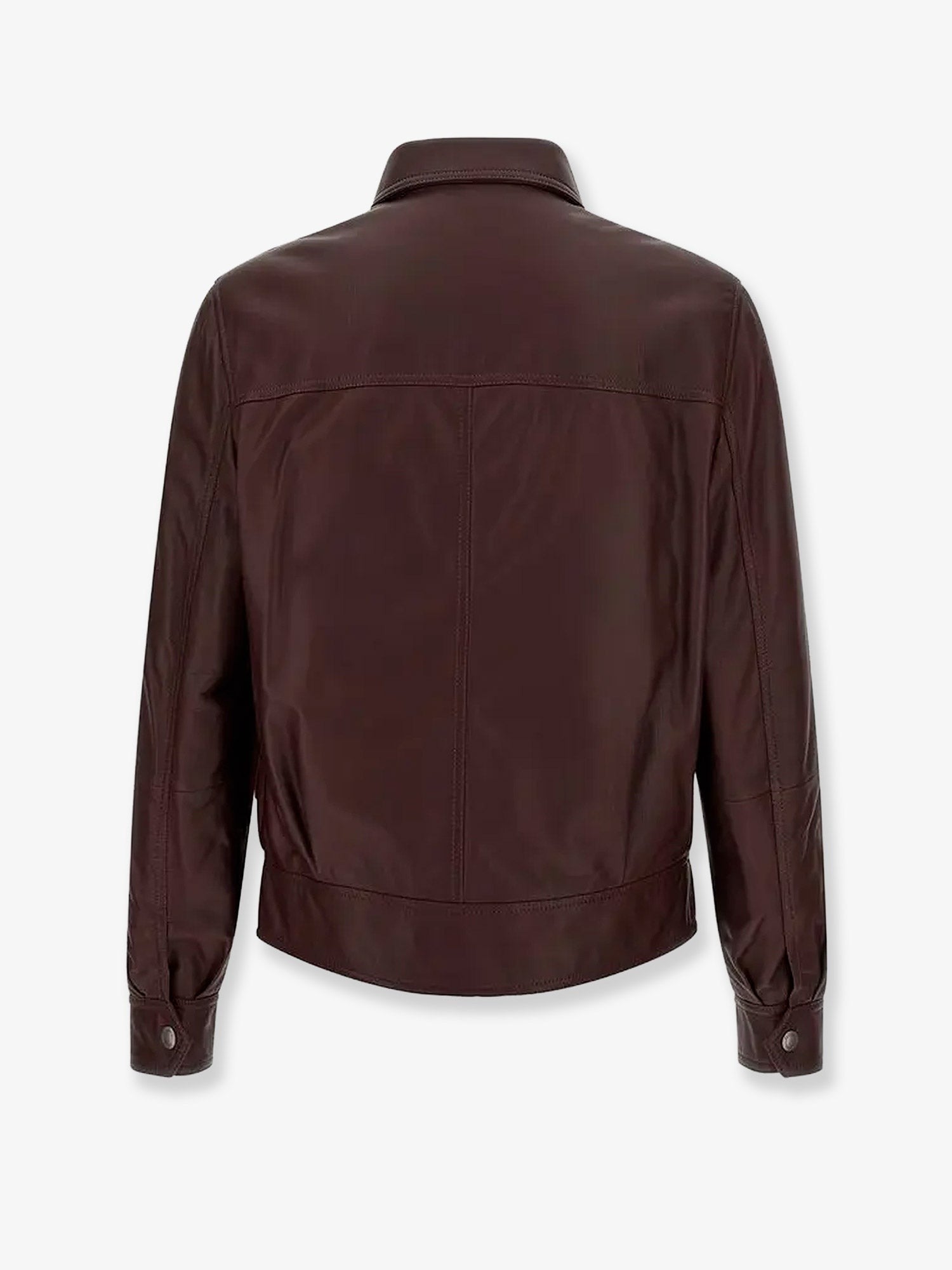 Leather bomber with padding