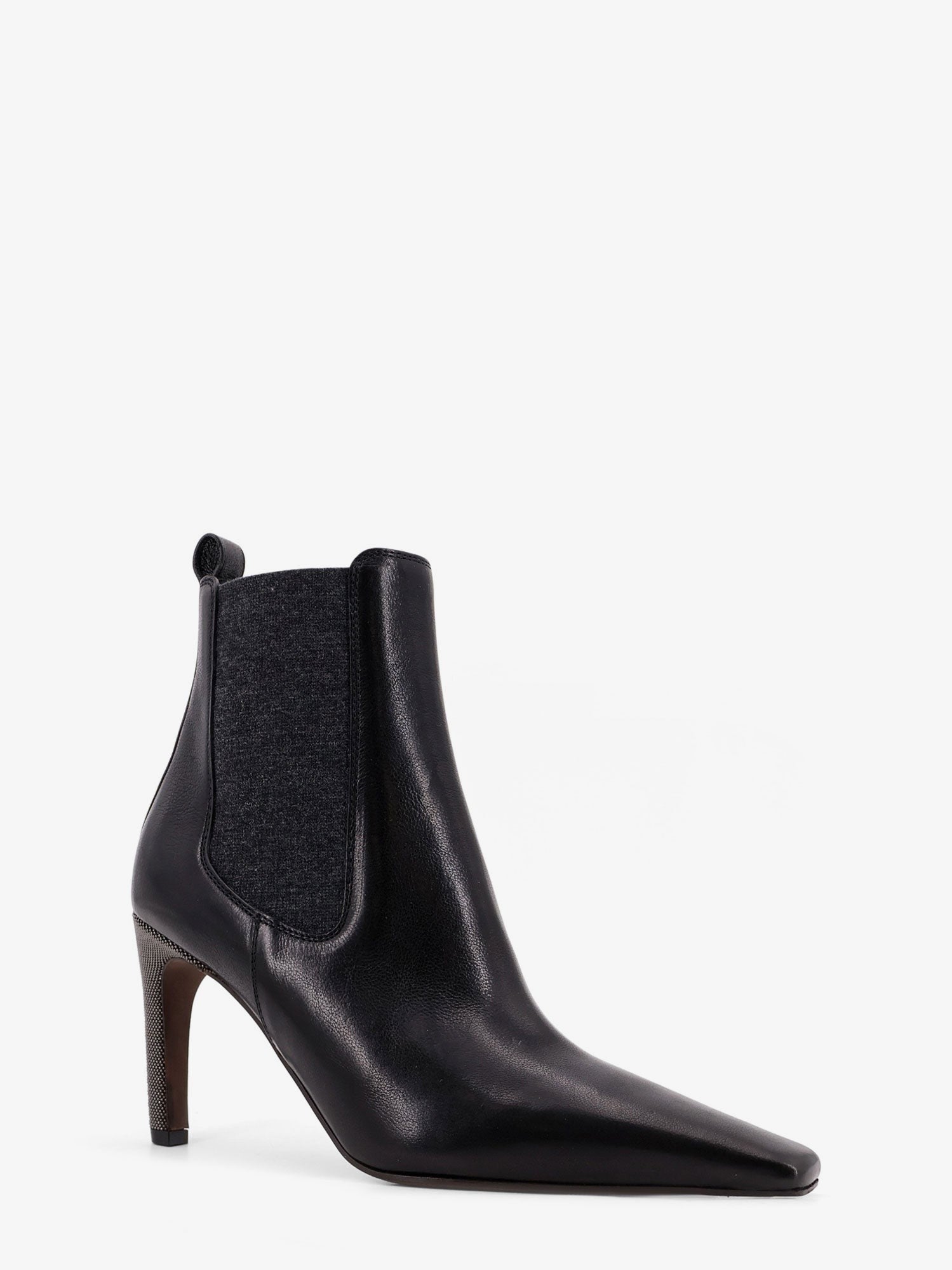 Leather boots with Monili detail on the heel