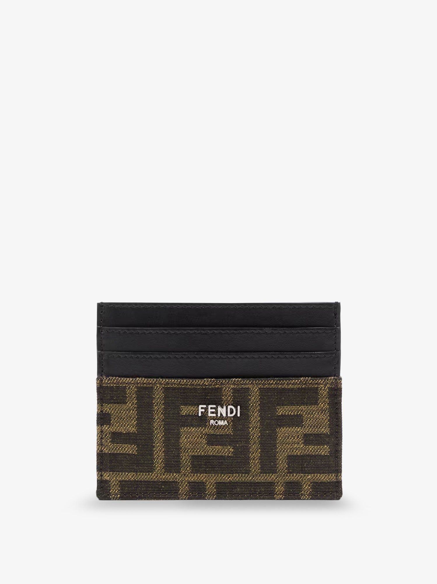 Leather card holder with FF Jacquard fabric inserts
