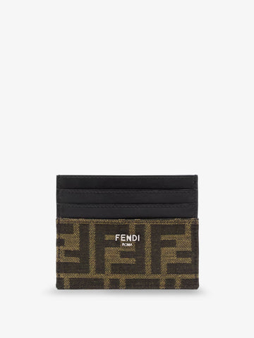 Leather card holder with FF Jacquard fabric inserts