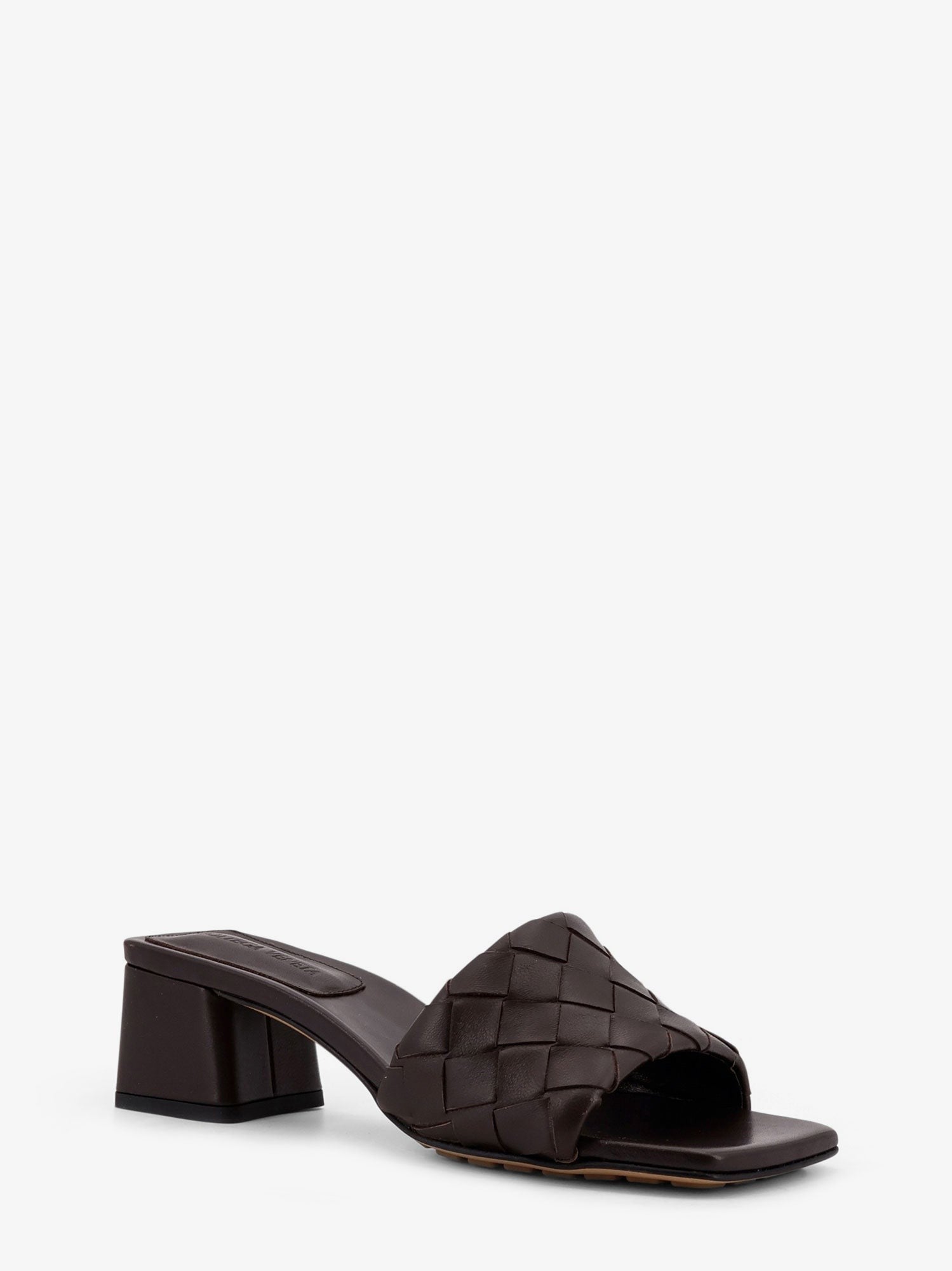 Leather heel sandals with Intrecciato motif