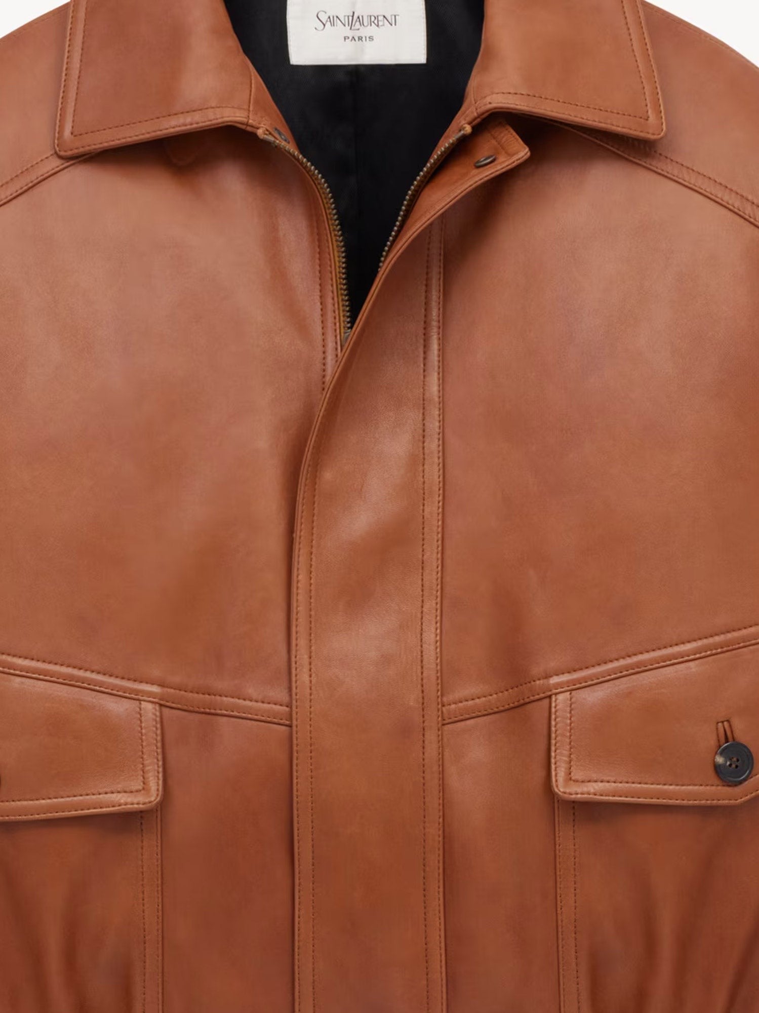 Leather jacket with maxi pockets on the front