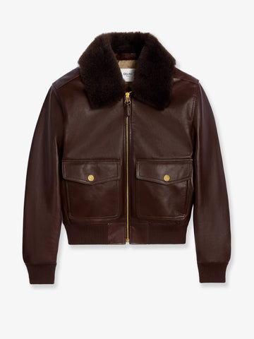 Leather jacket with removable collar