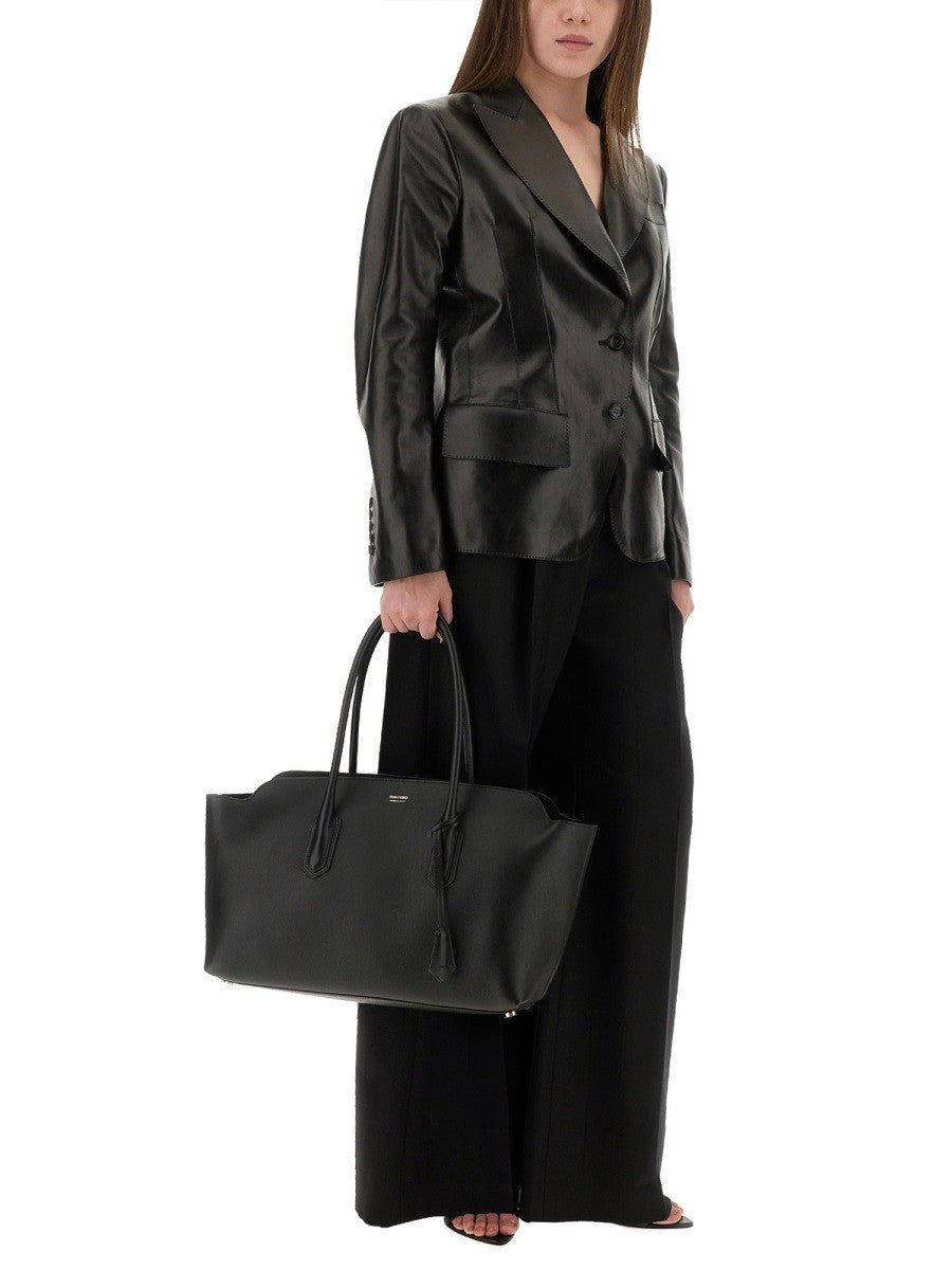 LEATHER JACKET WITH SPEAR LAPELS