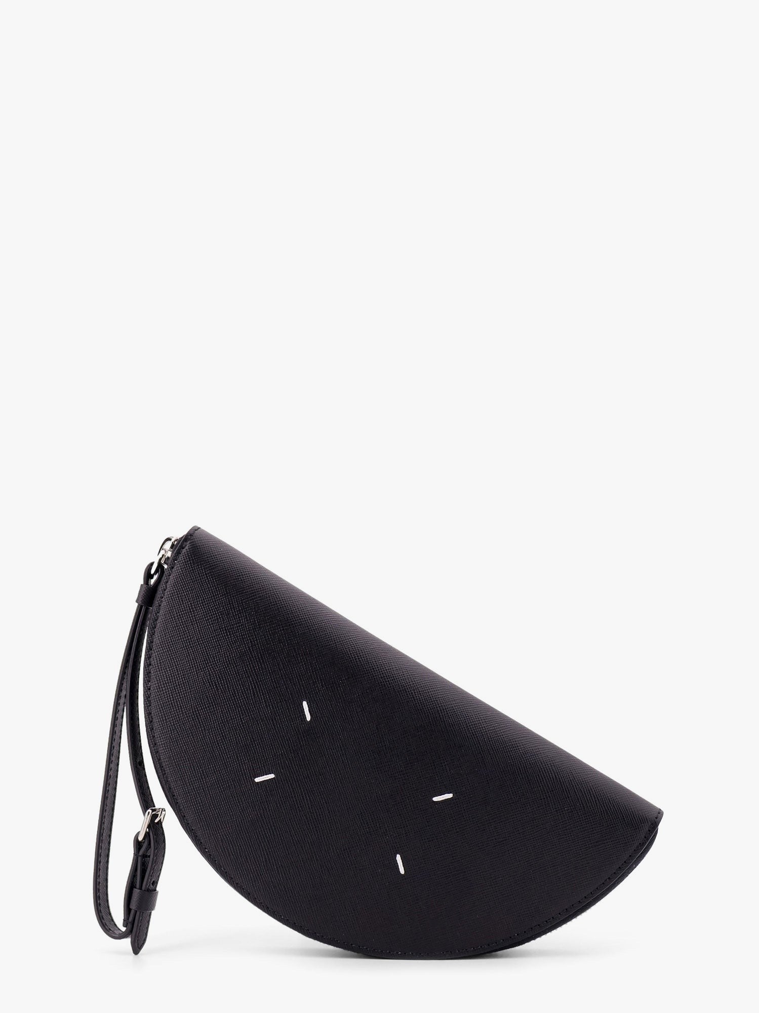 Leather pochette with iconic four stitched detail