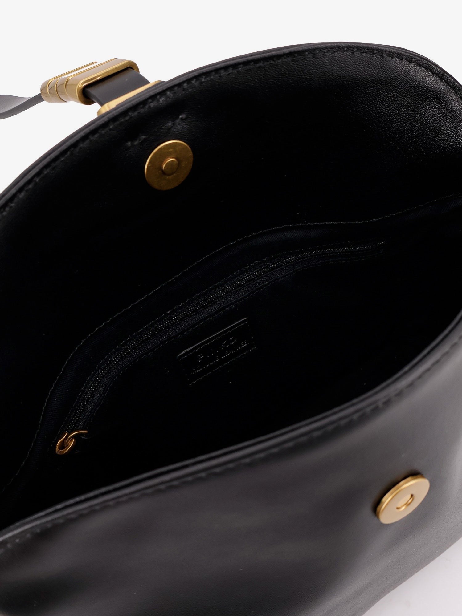 Leather shoulder bag with metal logo detail